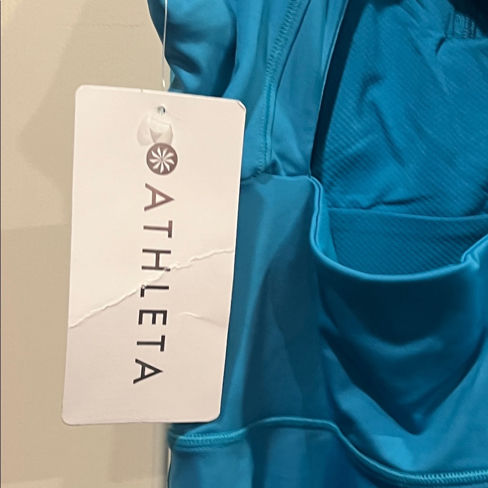 NWT-Athleta Teal Zip-Front Dress - Picture 10 of 12